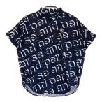 【新品】AND PER SE アンパスィ 2025年モデル ビッグシルエット ハイネック半袖Tシャツ ロゴ柄 ネイビー系 M ゴルフウェア レディース