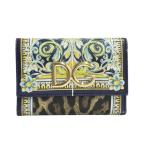 DOLCE & GABBANA ドルチェ アンド ガッバーナ 三つ折りウォレット 財布 レオパード柄 ネイビー系 レディース
