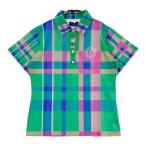 【新品】KISS ON THE GREEN キスオンザグリーン ; 半袖ポロシャツ チェック柄 グリーン系 3 ゴルフウェア レディース