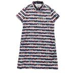 JACK BUNNY Jack ba колено × LIBERTY короткий рукав Polo One-piece цветок окантовка рисунок темно-синий серия 2 Golf одежда женский 