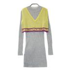 CALLEJERAkaje лопатка лучший есть шерсть . вязаный длинный рукав One-piece общий рисунок серый серия 0 Golf одежда женский 