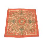 【美品】HERMES エルメス  スカーフ カレ40 LES TUILERIES チュイルリー公園 オレンジ系  メンズ