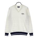 CALLAWAY Callaway V шея вязаный свитер окантовка рисунок оттенок белого M Golf одежда мужской 