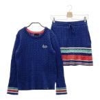 KISS ON THE GREEN Kiss on The зеленый вязаный свитер юбка выставить темно-синий серия 2 Golf одежда женский 