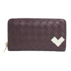 BOTTEGA VENETA ボッテガ ヴェネタ  ラウンドファスナー 長財布 ハート イントレチャート ブラウン系  レディース