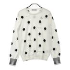 BLACK&amp;WHITE черный and белый длинный рукав вязаный свитер точка рисунок оттенок белого M Golf одежда женский 