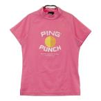 PING ピン 2023年モデル ネックロゴ刺繍 ハイネック半袖Tシャツ  ピンク系 S ゴルフウェア レディース
