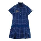 FILA GOLF filler Golf короткий рукав One-piece плиссировать нашивка в клетку темно-синий серия M Golf одежда женский 