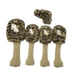 PEARLY GATES パーリーゲイツ  ボア ヘッドカバー 5点セット ヒョウ柄 レオパード ブラウン系 DR FW×3 PT ゴルフウェア