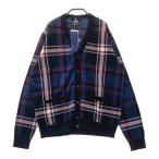 ショッピングゴルフウェア レディース 【新品】MUNSING WEAR マンシングウェア 2023年モデル ニットカーディガン チェック柄 ネイビー系 M ゴルフウェア レディース