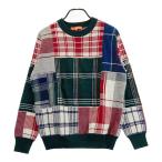 BEAMS GOLF Beams Golf шерсть . вязаный свитер проверка общий рисунок оттенок зеленого L Golf одежда мужской 