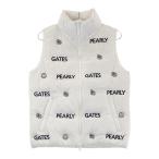 PEARLY GATES パーリーゲイツ  ダウンベスト ロゴ ニコちゃん総柄 ホワイト系 1 ゴルフウェア レディース