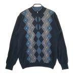 MUNSING WEAR Munsingwear одежда половина Zip длинный рукав вязаный свитер общий рисунок темно-синий серия LL Golf одежда мужской 