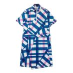 MUNSING WEAR Munsingwear одежда 2023 год модели половина Zip короткий рукав One-piece в клетку темно-синий серия L Golf одежда женский 