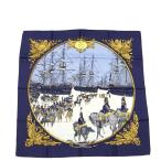 HERMES Hermes MARINE ET CAVALERIE шелк шарф Calle 90 море .... темно-синий серия женский 