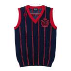 PEARLY GATES Pearly Gates V шея вязаный лучший полоса рисунок темно-синий серия 4 Golf одежда мужской 