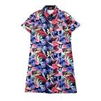 BLUE CRUSH голубой авария короткий рукав One-piece цветочный принт оттенок черного L Golf одежда женский 