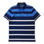 RLX ラルフローレン  半袖ポロシャツ ボーダー柄 ブルー系 M ゴルフウェア メンズ