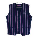 BEAMS GOLF Beams Golf шерсть .V шея вязаный лучший полоса рисунок темно-синий серия XL Golf одежда мужской 