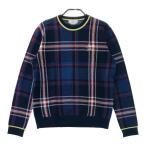 MUNSING WEAR Munsingwear одежда шерсть . длинный рукав вязаный свитер в клетку темно-синий серия M Golf одежда женский 