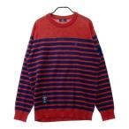 MUNSING WEAR Munsingwear одежда вырез лодочкой длинный рукав вязаный свитер окантовка рисунок оттенок красного L Golf одежда мужской 
