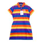 [ новый товар ]KISS ON THE GREEN Kiss on The зеленый короткий рукав Polo One-piece многоцветный окантовка рисунок оттенок желтого 2 Golf одежда женский 