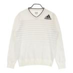 ADIDAS GOLF Adidas Golf N67979 V шея вязаный свитер окантовка рисунок оттенок белого L Golf одежда мужской 
