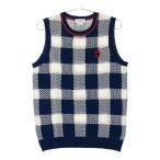 MUNSING WEAR Munsingwear одежда вязаный лучший Logo вышивка проверка общий рисунок темно-синий серия L Golf одежда женский 