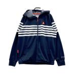 LE COQ GOLF ルコックゴルフ  フード付 ジップジャケット ボーダー柄 ネイビー系 L ゴルフウェア レディース