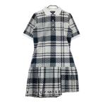 PEARLY GATES Pearly Gates кромка плиссировать короткий рукав Polo One-piece в клетку оттенок черного 0 Golf одежда женский 