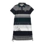 M.U SPORTS M You спорт короткий рукав Polo One-piece точка полоса рисунок оттенок черного 40 Golf одежда женский 