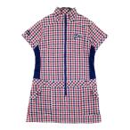 FILA GOLF filler Golf половина Zip короткий рукав One-piece в клетку оттенок белого LL Golf одежда женский 