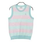 MUNSING WEAR Munsingwear одежда сетка вязаный лучший cocos nucifera. дерево × окантовка рисунок оттенок голубого M Golf одежда женский 