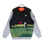 BEAMS GOLF Beams Golf шерсть . длинный рукав вязаный свитер общий рисунок оттенок черного XL Golf одежда мужской 