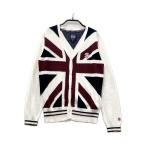 ADMIRAL Admiral вязаный кардиган шерсть . Union Jack рисунок оттенок белого L Golf одежда женский 