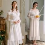 2019 весна новый продукт женский оборка chu-ru. серия неглиже спальная одежда длинный рукав длинный длина красивый princess гонки салон One-piece пижама Night одежда nai чай 