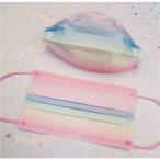 マスク 使い捨てマスク クリスマス 大人用 子供用 50枚 虹色 グラデーション 不織布 3層 成人 女の子 通勤 通学 ウイルス対策 プレゼント イベント 親子マスク