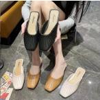 サンダルミュールローファースクエアトゥレディースパンプス半スリッパ歩きやすいつっかけローヒールスリッパサンダルオシャレカジュアル