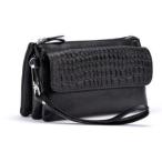 牛本革 お財布ポシェット スマホポシェット ショルダーバッグ レディース 2Way クロコダイル ワニ柄 型押し レザー 軽量 シンプル 斜めがけ