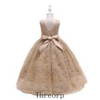 ショッピング子供 ドレス 子供ドレス ピアノ発表会 ロング 結婚式 キッズ フォーマルドレス 袖なし ワンピース 子どもドレス ジュニアドレス 金色 ゴールド 110120 130 140 150 160