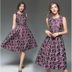 ショッピングウェディング パーティードレスお呼ばれワンピース刺繍ドレス膝丈ウェディングドレスノースリーブ大人上品aライン花柄結婚式披露宴ドレス