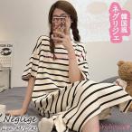  неглиже лето короткий рукав One-piece симпатичный Корея способ неглиже окантовка рисунок длинный длина неглиже Nitro -p свободно салон одежда пижама женский часть магазин надеты 