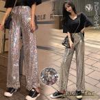 ショッピングガウチョパンツ ワイドパンツ スパンコールパンツ ガウチョパンツ ストレートパンツ ロングパンツ レディースパンツ ハイウエスト スカジュアルパンツ レディース