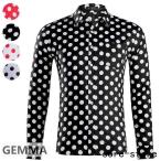 ショッピング水玉 シャツ メンズ ドット 水玉 きれいめ着こなし ドット柄 ドレスシャツ 長袖 コットン 春夏 出かけ カジュアルシャツ