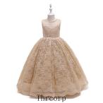 ショッピング子供 ドレス 子供ドレス ピアノ発表会 ロング 結婚式 キッズ ドレス 袖なし ワンピース 子どもドレス ジュニアドレス 金色 ゴールド 110120 130 140 150 160