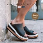 ウェッジソールサンダルレディースつっかけサボサンダルつっかけ厚底サボヒールオープントゥ厚底サンダル合成皮革PU楽ちん