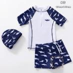 男の子水着スクール水着サメ柄上下3点セットキッズみずぎセパレート半袖水着+水泳パンツ+帽子スイムウェアプール温泉シーサイドスポーツビーチ