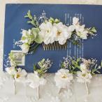 ヘッドドレス 花 花飾り ウェディング 結婚式 髪飾り パーティー 二次会 女子会 お呼ばれ 花嫁 ヘアアクセサリー ブライダル用 ヘアコーム 撮影用 5色