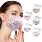 マスク50枚使い捨てマスク不織布マスクカラー母の日おしゃれ可愛い花柄大人用3層構造ウィルス対策プレゼントイベント不織布マスク