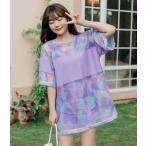 水着 レディース タンキニ セット 大きいサイズ 3L 4L 5L 6L 韓国 水着 体型カバー カバーアップ Tシャツ 露出少なめ 3点セット 可愛い